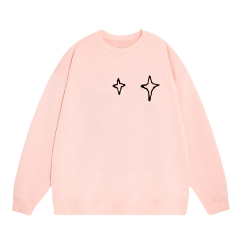 Simple Pink Fleece-Lined Sweatshirt