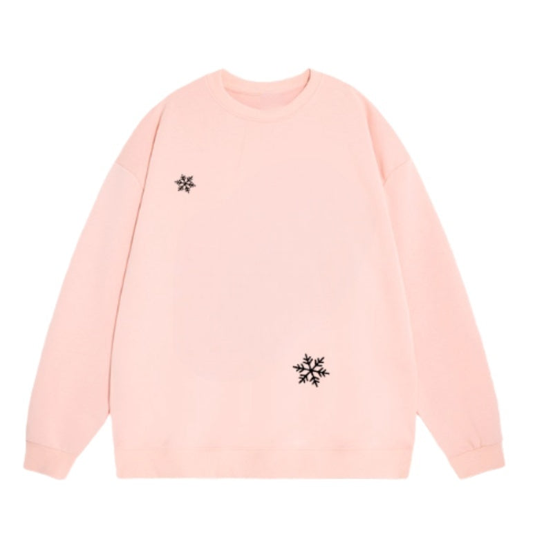 Versatile Snowflake Pink Comfortable Sweatshirt