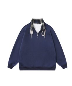 Plaid Lapel Sweatshirt